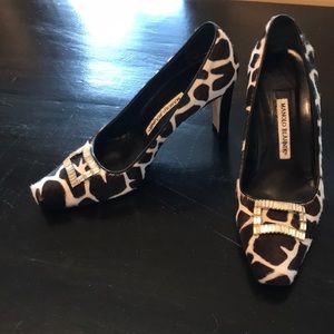 Manolo Blahnik ponyhair animal print pumps